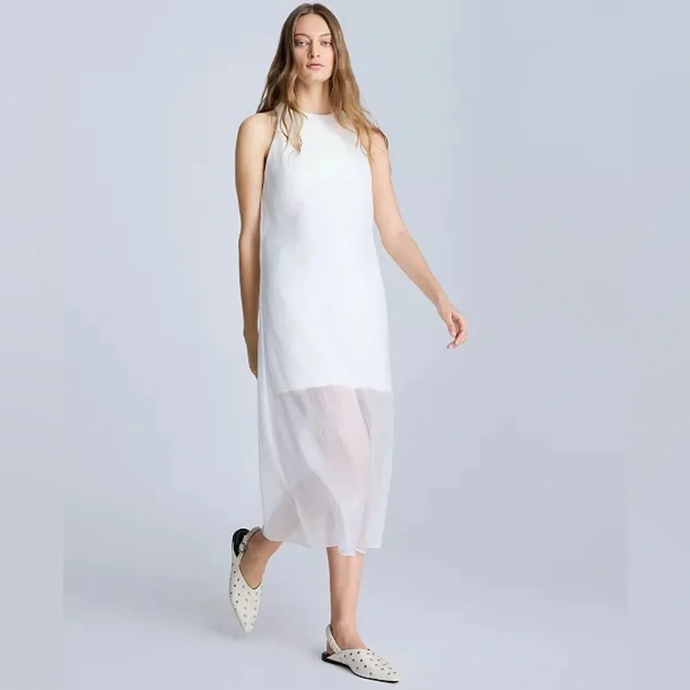 Kenneth Cole Women's Sheer-Overlay White Midi Dress - Picture 2 of 10